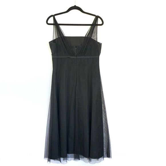 David's Bridal Black Tulle Midi Dress Empire Waist Whimsigoth Dark Fairy Size 10 - Picture 5 of 11
